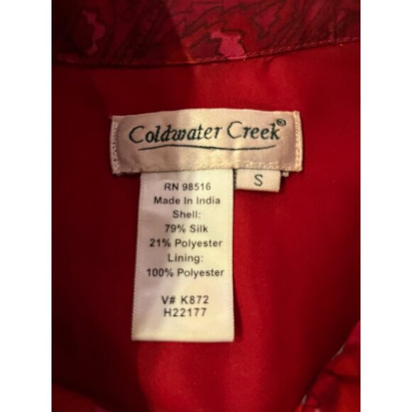 Coldwater Creek Silk Blend Jacket Women’s S Red Multicolor Lined Button Front - Picture 7 of 13